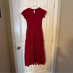 Smocked Swiss dot midi long dress